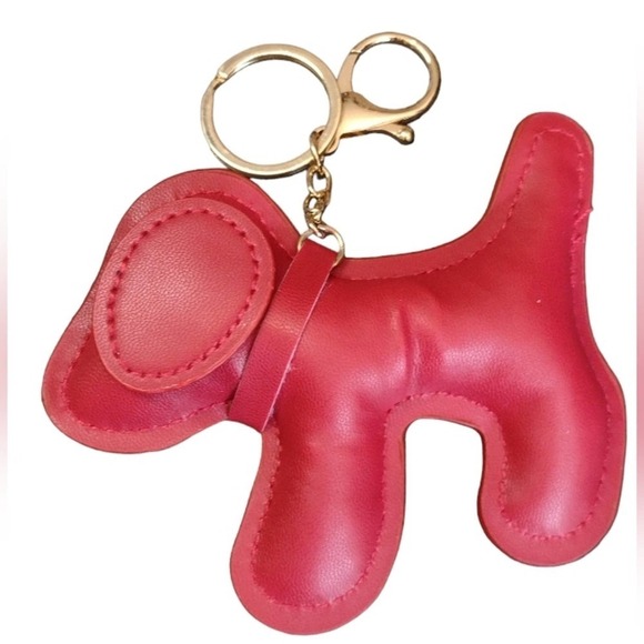 Puppy Puffer Keychain Dog Keyring Christmas Red Alligator clip Easy On/Off NEW - Picture 2 of 6